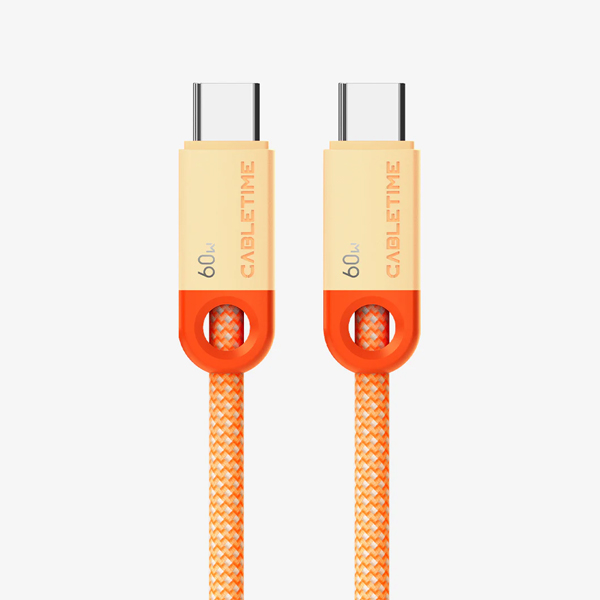 Đầu nối cáp USB C PD60W: USB C; Chiều dài: 1m, màu sắc: Cam bện CUP5H
